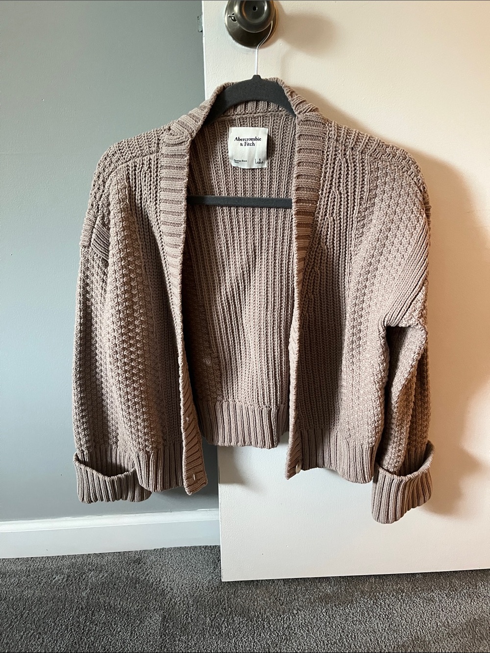 Abercrombie & Fitch Women's Open-Front Chunky Cardigan - Taupe Brown